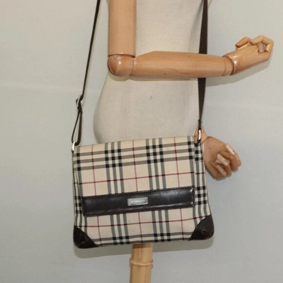 BURBERRY Nova Check Shoulder Bag Canvas Beige Auth - Picture 1 of 16